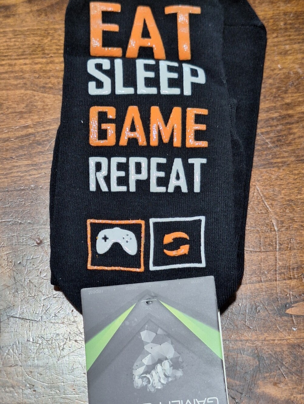 Black Gamer Socks 'Eat Sleep Game Repeat' Video Game Socks